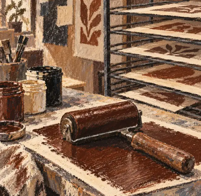 Illustration of print businesses equipment and workspace